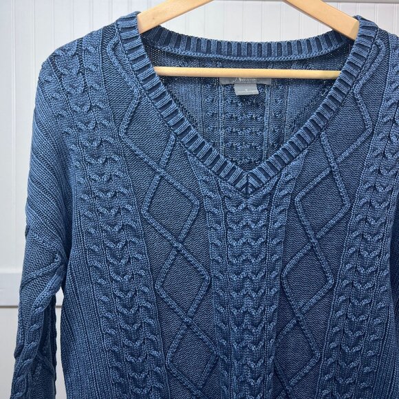 Natural Reflections Cable Knit 100% Cotton Sweater Pullover Timeless Classic - Picture 1 of 7